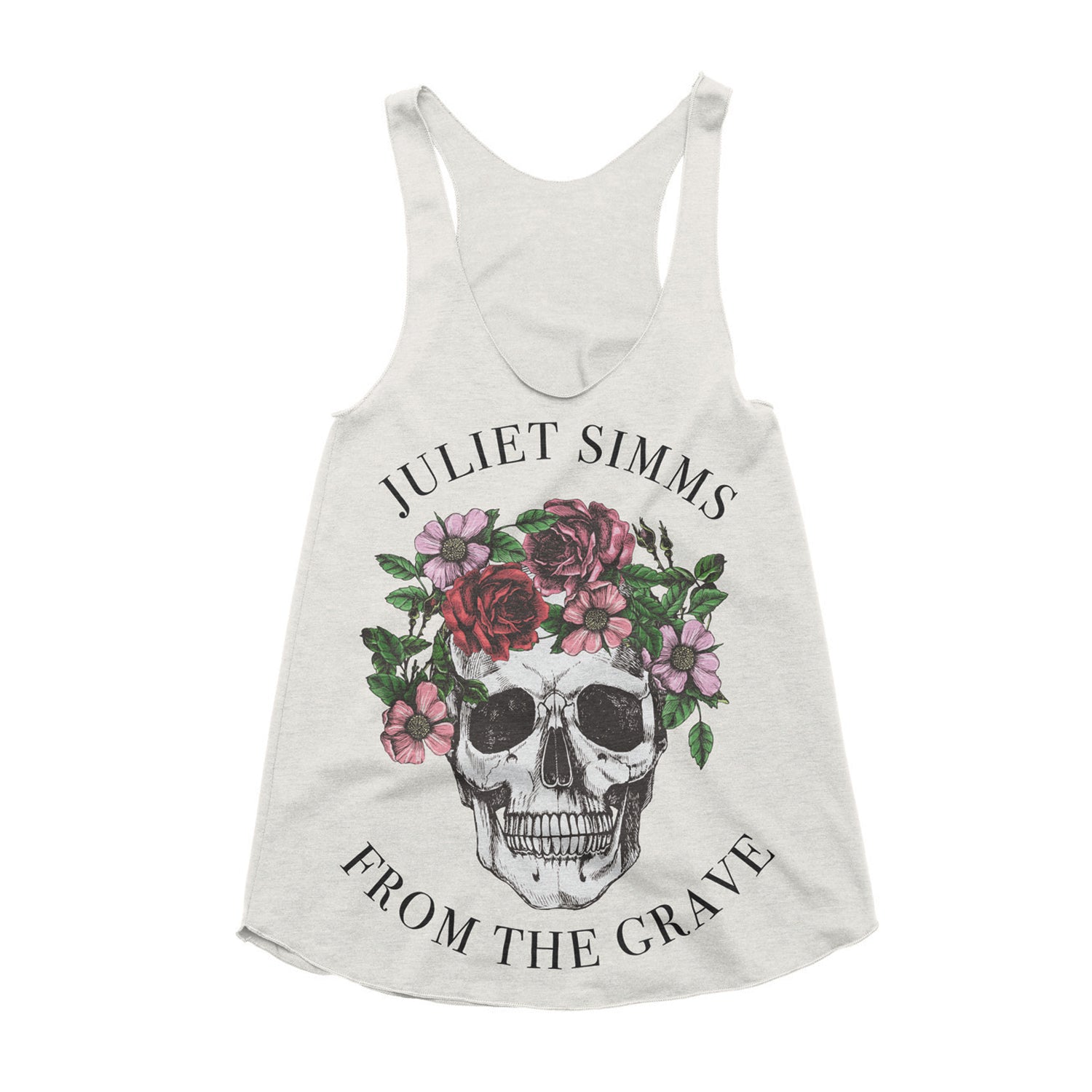 Skull Flowers White Girl's Tank Top